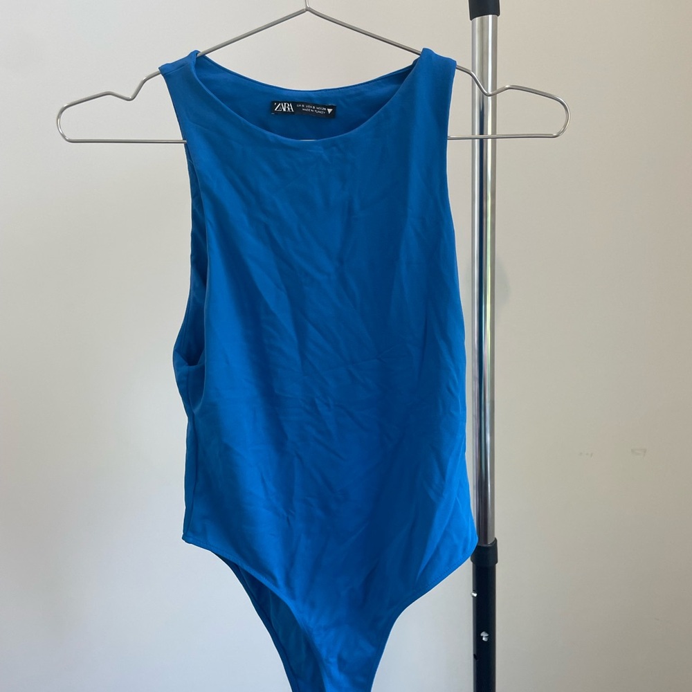 Zara Halterneck Bodysuit Blue Small